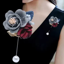 Decorative Flowers Fabric Flower Brooch Wedding Ladies Pearl Pin Sweater Coat Accessories Fashion Jewelry Gift