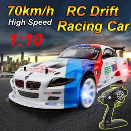 70kmh High Speed RC Car 24G 1 10 Remote Control Vehicle 4WD Drift Offroad Race Sports Toys for Boys Children Gifts 240106