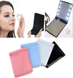 Makeup Mirror 8 LED Lights Lamps Cosmetic Folding Portable Compact Pocket Hand Mirror Make Up Under Lights With Bettery LED LIGHT 8276452