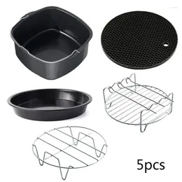 Cookware Sets 5pcs/set 7 Inches Air Fryer Accessories Pizza Tray Grill Toast Rack Insulation Pad 3.2QT-5.8QT Home Kitchen Parts Dropship