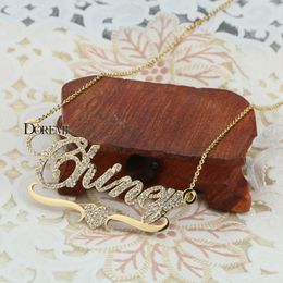 DOREMI Stainlesss Custom Name Necklaces Pendant Letters Necklace for Women Custom Chain Jewellery Children Personalised Gold 240106