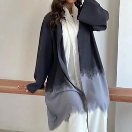 Ethnic Clothing Muslim Fashion Tie-dye Cloak Cardigan Dreses Abaya 2024 Long Sleeves Modest Dubai Casual Robe With Inner White Dress
