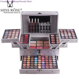 Sets Miss Rose Makeup Set Professional Eyeshadow Glitter Palette Matte Eye Shadow+lip Liner+eyeliner+brush+eyebrow Powder+lipstick