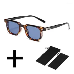 Sunglasses Glasses Set Bag Square Women Luxury Vintage Rivets Men Blue Green Shades UV400 Trending Sun