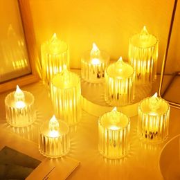 1pc 2.5in Yellow Purple White Projection Candle Light, LED Electronic Simulation Flameless Candle Lamp, Birthday, Wedding, Holiday, Creative Scene Decoration Light