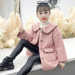 Jackets Fashion Girls Winter Long Coats Fake Fur Thick Warm Overcoats Kids Children Princess Birthday Clothes Outfits 3-14Y
