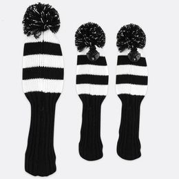 Pom Knitted Golf Club Head Covers for Woods Driver Fairway Hybrid with Number Tag 3 5 7 X Drop 240108