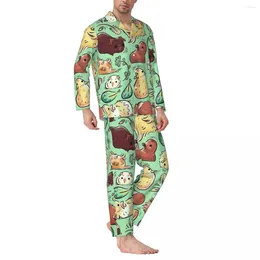 Men's Sleepwear Pyjamas Men Cute Guinea Pig Room Animal Lover 2 Pieces Casual Pyjama Set Long Sleeve Comfortable Oversize Home Suit