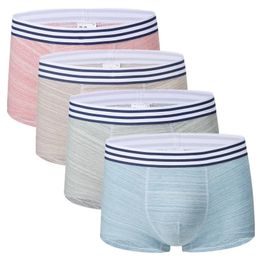 4 Pcs Men Boxers Briefs Shorts Cotton Panties Boys Undies Comfortable Striped Underpants Underwear Sexy Trunks S M L XL 2XL 3XL 240108