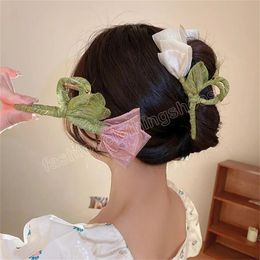 Tulip Tulle Hair Claws For Women Elegant Ponytail Hairpin Hair Crabs Girls Fashion Hair Accessories Temperament Lady