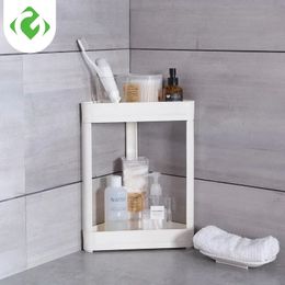 Bathroom Storage Organization Fine Double Layer rack Thickened material Small Corner Shelf White minimalist style 240108
