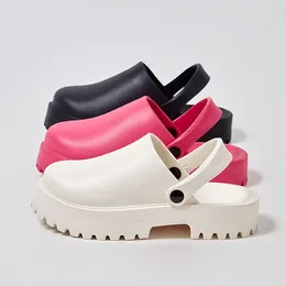 Slippers 2024 Women's Couple Beach Sandals Fashion Square Heel Platform Mules Solid Colour EVA Casual Slides Shoes