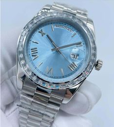 Classic New style Men' s Wristwatches 41mm Ice blue dial Diamond border sapphire Luminous Auto Date Super Quality CAL. 2813 Mechanical automatic 228396 Men watches