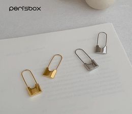 Hoop Huggie Peri039sBox Unique Design Gold Lock Earrings For Women Small Safety Pin Hoops Minimal Jewelry11107181