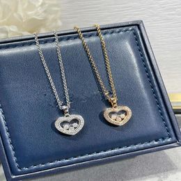 Chains 925 Sterling Silver Three Diamond Revolving Heart Necklace Women's Sweet Romantic Simple Fashion Jewellery Gift