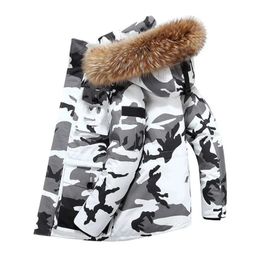 Winter -30 Degree Down Coats Jacket Men 90% White Duck Large Fur Collar Warm Thicken Parkas Snow Outcoat Male Camouflage 240106