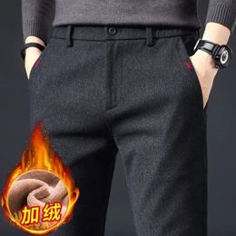 Brushed Casual Pants Men's Autumn Korean Style Loose Straight Business Versatile Slim Middleaged Dad Long 240108