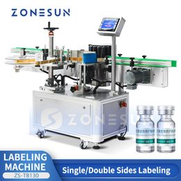 ZONESUN Automatic Label Applicator Wrap Around Labelling Machine High Speed Round Bottle Labelling Equipment ZS-TB130