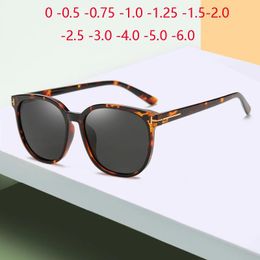 Sunglasses Antiglare Uv400 Oval Shortsighted Lens Prescription Sunglasses Men Polarised Leopard Frame Myopia Spectacles 0 0.5 0.75 to 6