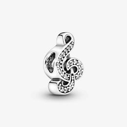 Charms 100% 925 Sterling Silver Treble Clef Music Charms Fit Original European Charm Bracelet Fashion Women Wedding Engagement Jewellery Ac