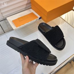 Designer Luxury Giant Miami Mule Leather Sandals Line Mules Flat shoes Sandalsl Sandals With Box