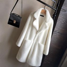 Jackets Women Imitate Mink Faux Fur Coat New Solid Female Turn Down Collar Winter Warm Fake Fur Lady Coat Casual Jacket Women's Clothing