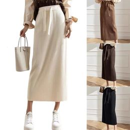 Women's Autumn Winter Black Long Knit Modest Skirts For Women White H Line Straight Skirt Clothing Offers TS010 240108