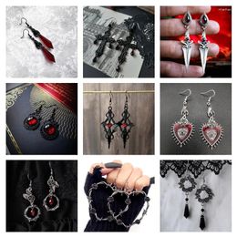 Dangle Earrings Vintage Gothic Vampire Witch Black Rose Earring For Women Creative Holiday Party Personalised Jewellery Accessories Halloween