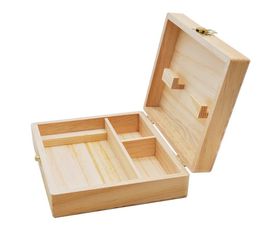 New Natural Wood Multifunction Hide Storage Box Stash Case Handmade Rolling Tray Roll Handroller For Tobacco Cigarette Herb Smoki8662822
