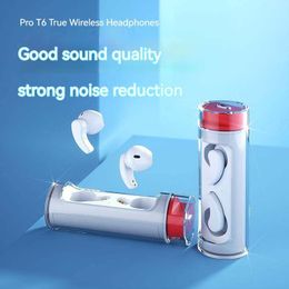 TWS 5.3 PRO T6 Earbuds Rotating Spacecraft Transparent Bluetooth Earphones ProT6 Wireless Bluetooth headset for smart phone PC with charging box