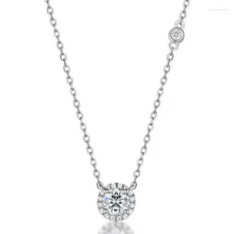 Chains N009605 Lefei Fashion Luxury Trendy Classic Moissanite Diamond-set 0.5ct Round Necklaces For Women 925 Silver Party Jewellery Gift