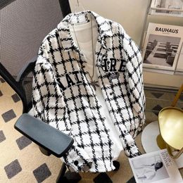 Men's Jackets American Elegant Jacket Autumn Winter Lapel Coat Boys Couple Trendy Casual Retro Loose Plaid Baseball Uniform Aesthetic Chic