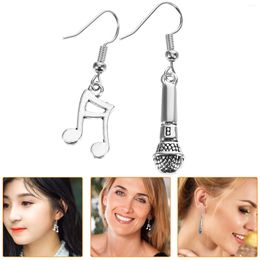 Dangle Earrings Mic Gift For Music Lovers Microphone Note Pendant Drop Women Asymmetrical Hanging Miss