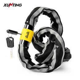 Xunting Bike Chain Lock with Zinc Alloy Cylinder and Reflective Key - 90cm Bicycle Lock for MTB and E-bikes Door 240106