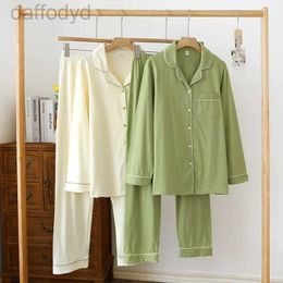 Mulheres pijamas calças pijamas terno para mulheres primavera e outono homewear malha algodão cardigan manga longa roupas macias para women240108