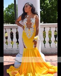 Sparkly Diamonds Long Yellow Veet Prom Dresses Sheer Mesh Bead Crystals Rhinestones Tassels Birthday Party Dress Vestidos