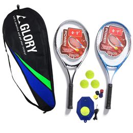 Professional Carbon Fibre Tennis Training Racket for Young Adults Advanced Rackets Shock Absorption Handle with Device 240108