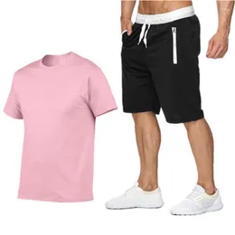 Men's Tracksuits 2024 Cotton- Summer 2024two Piece Set Men Short Sleeve T Shirt Cropped Top Shorts Design Fashion HXL