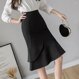 Skirts 2024 Fashion Autumn Winter Women Solid Color Fishtail Female High Waist Slim Ladies Casual Knee-Length Q635