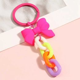 Key Rings Acrylic Plastic Link Chain Keychain Sweet Creativity Handmade Bowknot Key RFor Women Girls Handbag Charms Friendship Gifts J240108