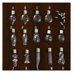10piece Copper Screw Cap Glass Vial Pendant Miniature Wishing Bottle Clear Oil Charm Name Or Rice Art Mini Glass Bott bbyEYg4912339