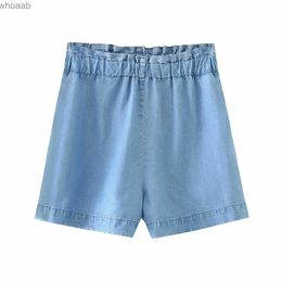 Women's Shorts summer denim shorts women soft jeans shorts beach elastic waist light blue casual streetwear shorts YQ240108