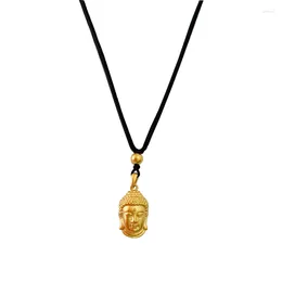 Pendant Necklaces Vietnam Sarkin Ancient Buddha Head Gold Jewelry Engraved Peace Black Rope Necklace Long Lasting Color Accessories