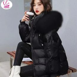 Real Fur Coat Natural Fox Fur Collar Winter Jacket Women Loose Short Down Coat White Duck Down Jacket Thick Warm Down Parka 240106