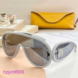 3imm Sunglasses Wave Mask Lw40108i Silver Lens Oval Large Frame Glasses Womens Designer Acetate Fiber Casual Shiny