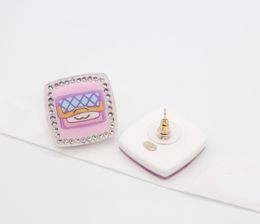 2024 Luxury quality charm stud earring with pink Colour and diamond in 18k gold plated have stamp box brooch PS3741A