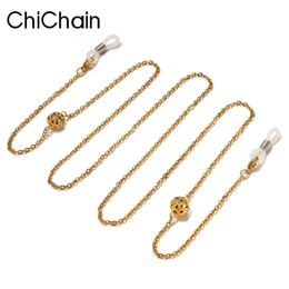 Chichain Stylish Pearl Beaded Crystal Eyeglasses Necklace for Women Chic Stainless Steel Glasses Holders Chains 4 Colours 240108