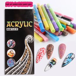 Pennarello acrilico Nail Art Disegno Graffiti Penna Pittura impermeabile Fai da te 3D Linee astratte Dettagli fini Modello Strumenti per manicure 240106