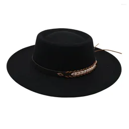 Berets French Bowler Women Fedora Hat Fascinator Wool Men Jazz Felt Elegant Wide Brim Ladies Banquet Autumn Winter Dress