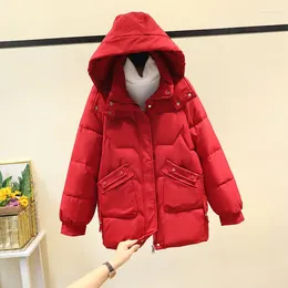 Women's Trench Coats Korean Jacket Women Winter Midi Parkas Solid Hooded Thicken Warm Female Snow Wear Coat Padded Loose Clothes 3XL